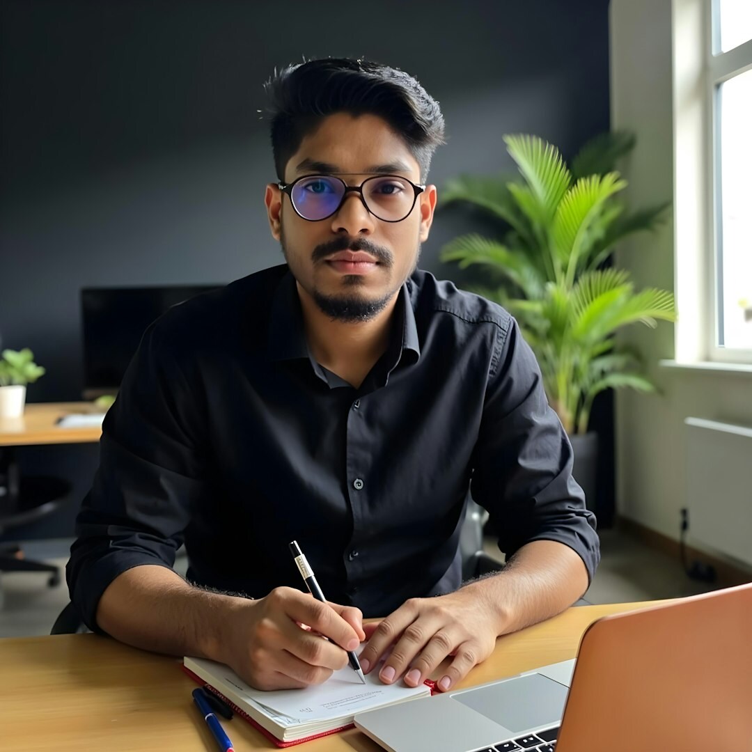 Professional portrait of male CEO in modern office