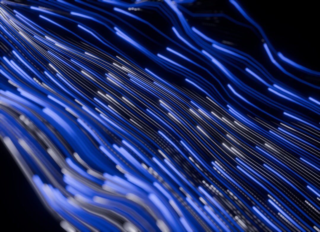 Close-up of circuit board with glowing blue components